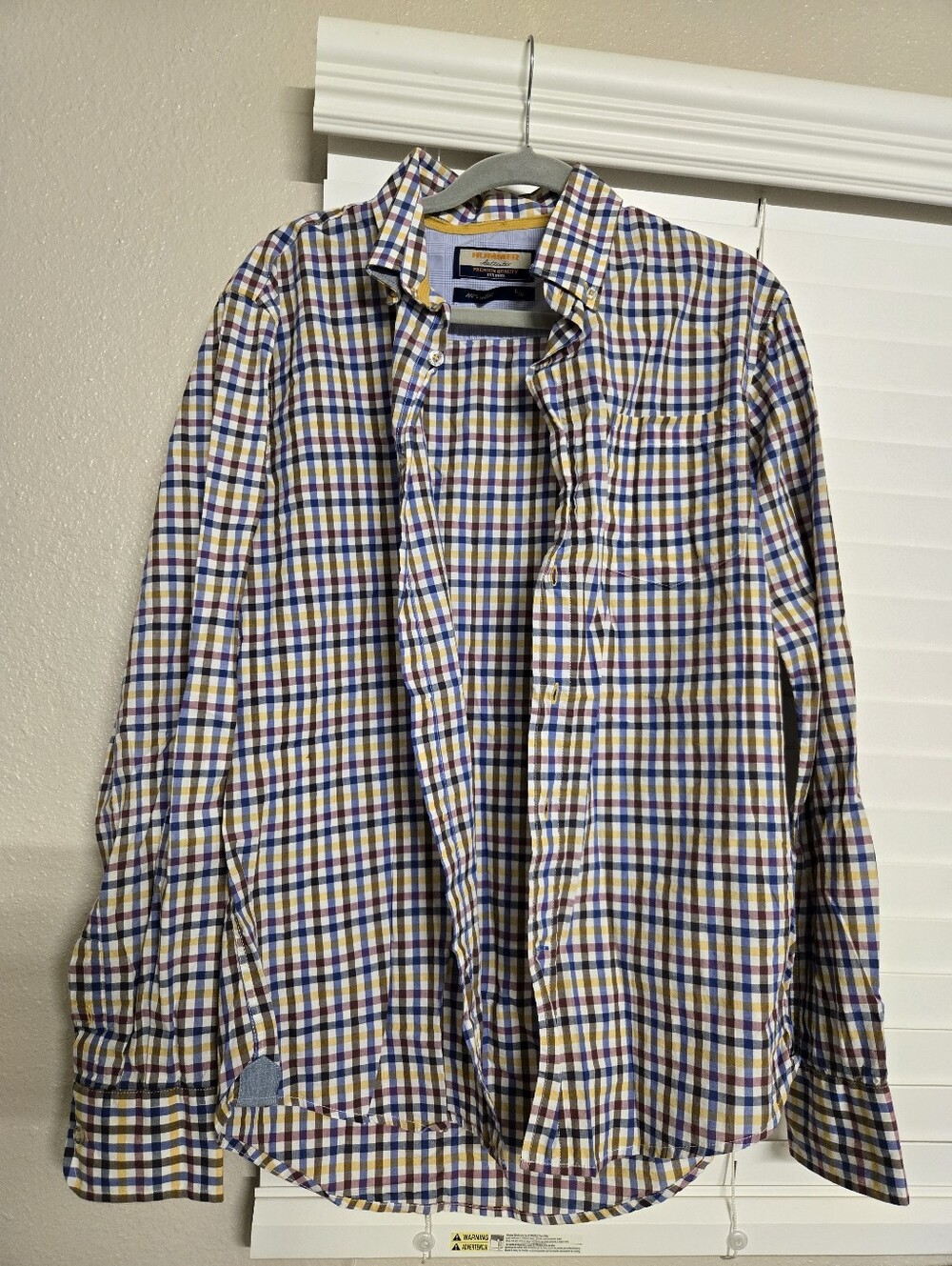 Men's Long-Sleeve Plaid Button-Down Shirt - Yellow & Blue